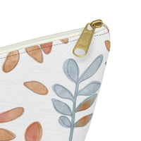 Watercolor Tossed Leaves Accessory Pouch w T-bottom in Orange